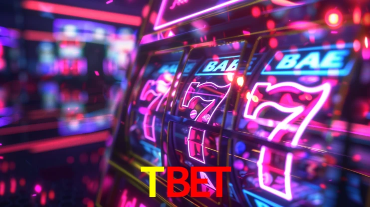 Una escena digital vívida inspirada en casino con TBET mostrado prominentemente, luces brillantes, fichas, cartas y acentos dorados.